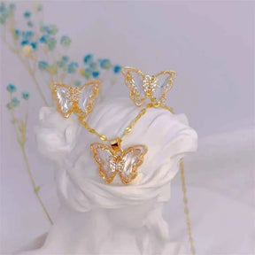 CONJUNTO BORBOLETAS BANHADO EM OURO 18K - CONJ8124