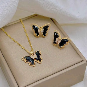 CONJUNTO BORBOLETAS BANHADO EM OURO 18K - CONJ8124