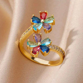 ANEL AJUSTÁVEL PRIMAVERA E NATUREZA BANHADOS EM OURO 18K ANF 678 - ANF 703 (DIVERSOS)