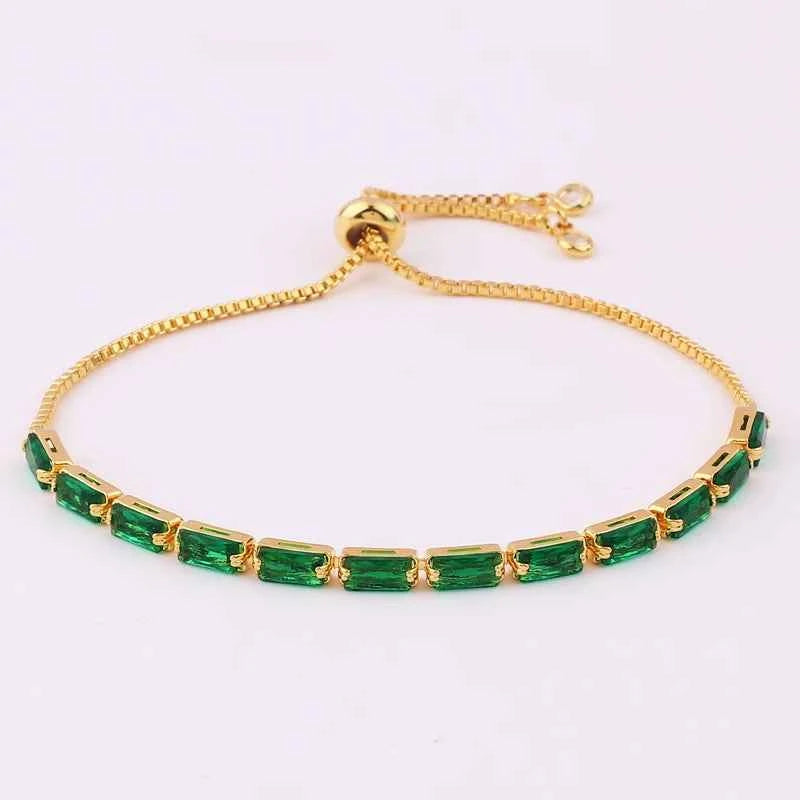 PULSEIRAS AJUSTÁVEIS ESMERALDA BANHADAS EM OURO 18K - PL652 - PL657 (DIVERSOS)