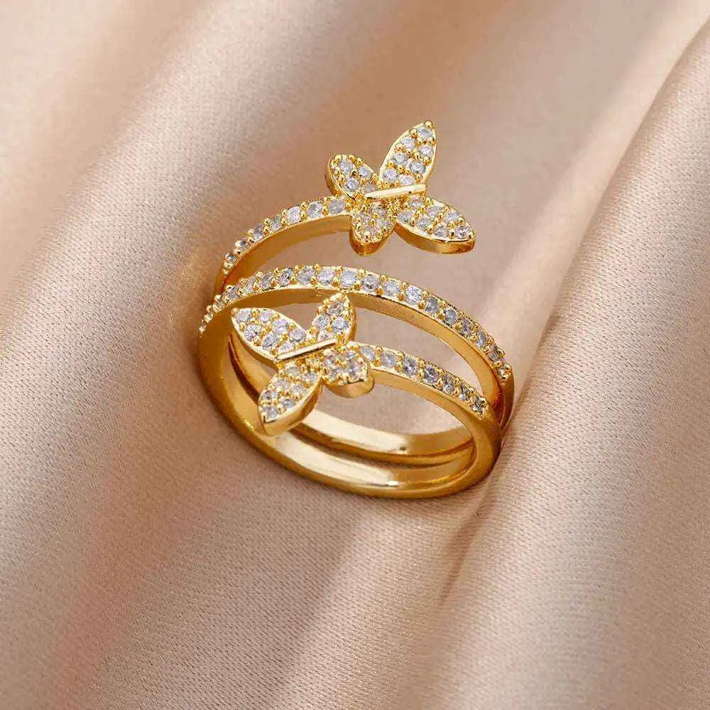 ANEL AJUSTÁVEL PRIMAVERA E NATUREZA BANHADOS EM OURO 18K ANF 678 - ANF 703 (DIVERSOS)