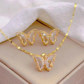 CONJUNTO BORBOLETAS BANHADO EM OURO 18K - CONJ8124