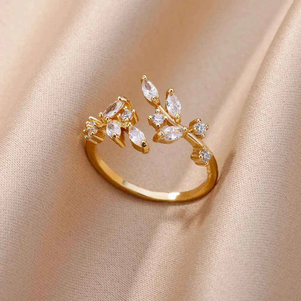 ANEL AJUSTÁVEL PRIMAVERA E NATUREZA BANHADOS EM OURO 18K ANF 678 - ANF 703 (DIVERSOS)