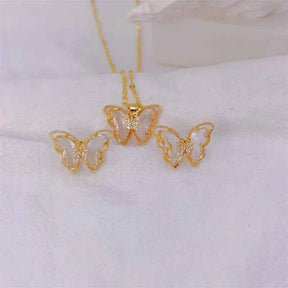 CONJUNTO BORBOLETAS BANHADO EM OURO 18K - CONJ8124