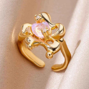 ANEL AJUSTÁVEL PRIMAVERA E NATUREZA BANHADOS EM OURO 18K ANF 678 - ANF 703 (DIVERSOS)