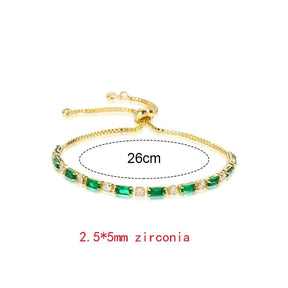 PULSEIRAS AJUSTÁVEIS ESMERALDA BANHADAS EM OURO 18K - PL652 - PL657 (DIVERSOS)
