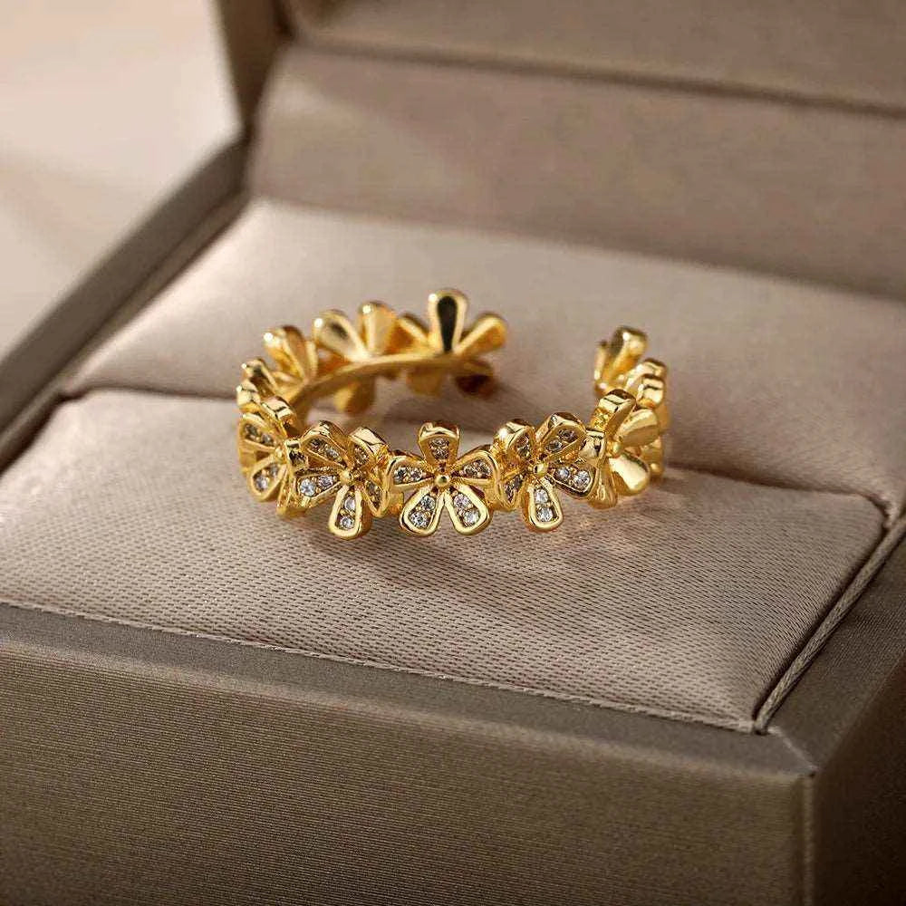 ANEL AJUSTÁVEL PRIMAVERA E NATUREZA BANHADOS EM OURO 18K ANF 678 - ANF 703 (DIVERSOS)