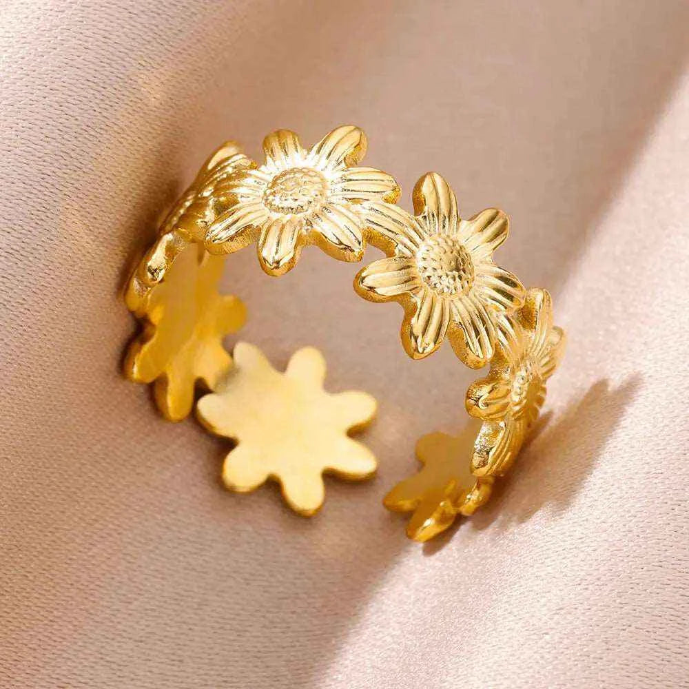 ANEL AJUSTÁVEL PRIMAVERA E NATUREZA BANHADOS EM OURO 18K ANF 678 - ANF 703 (DIVERSOS)