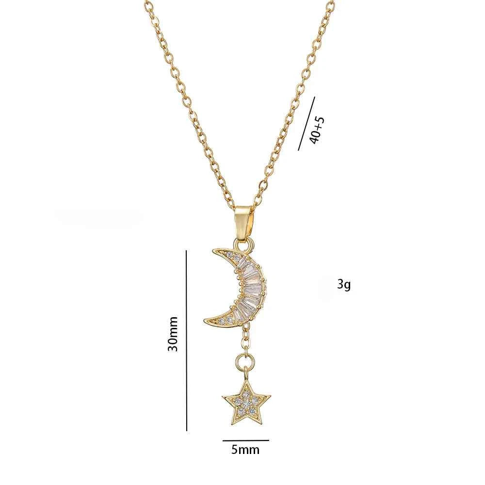 COLAR DUPLA LUA E ESTRELA BANHADO EM OURO 18K - GARGSI1789