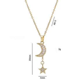 COLAR DUPLA LUA E ESTRELA BANHADO EM OURO 18K - GARGSI1789