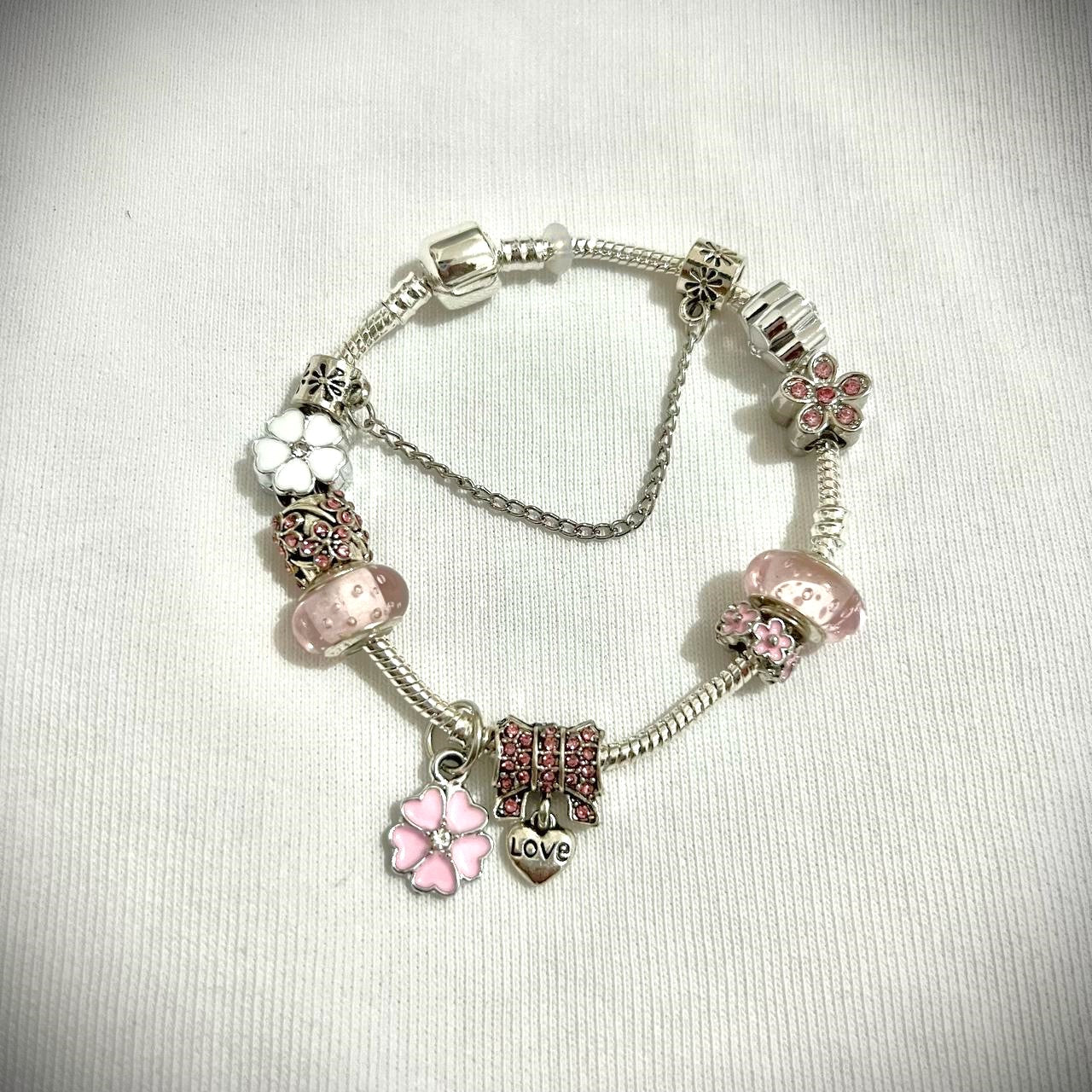 PULSEIRA PANDORA COM BERLOQUES CRAVEJADOS PRATA 925 - PUL1538 - ROSA