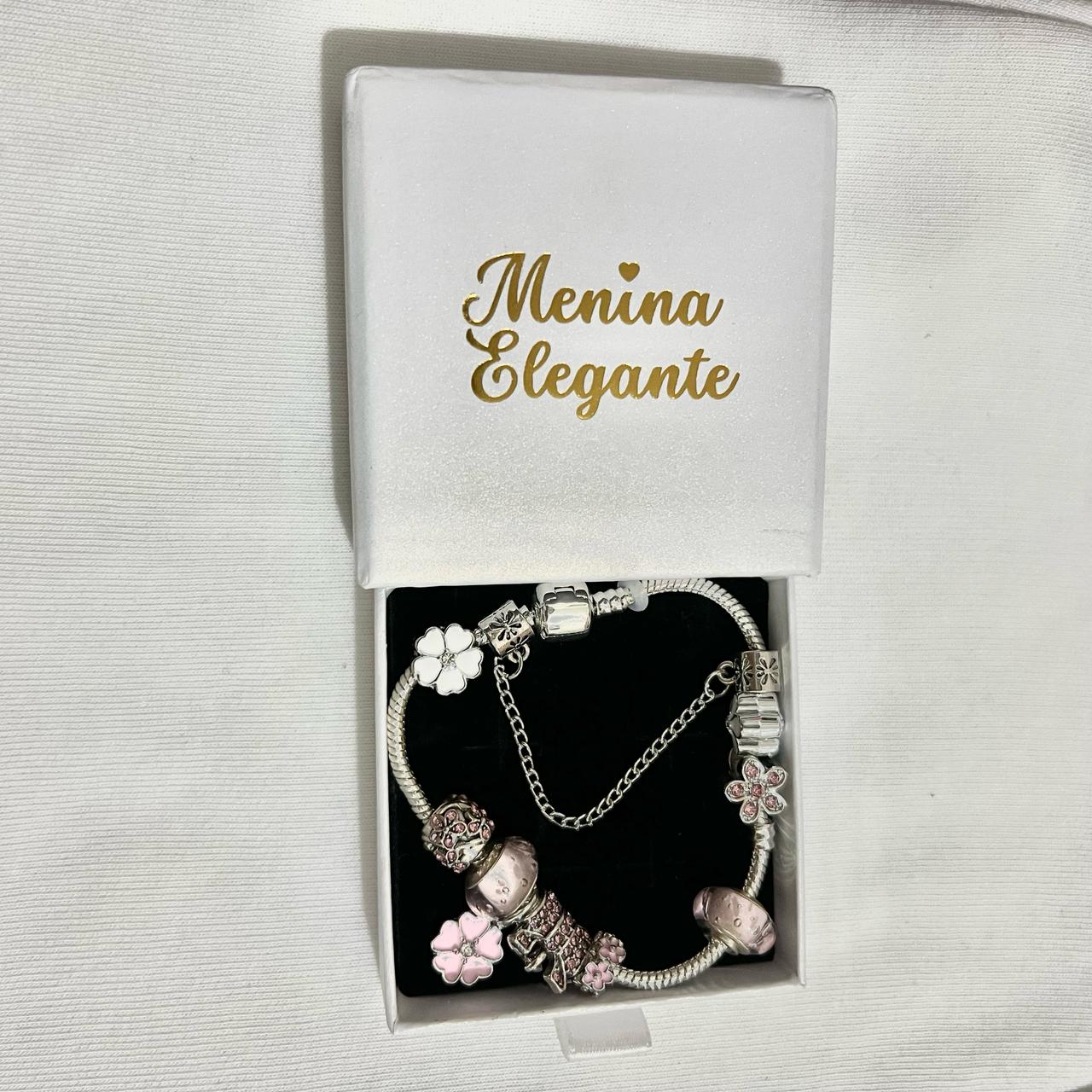 PULSEIRA PANDORA COM BERLOQUES CRAVEJADOS PRATA 925 - PUL1538 - ROSA