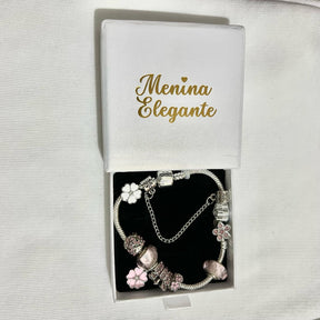 PULSEIRA PANDORA COM BERLOQUES CRAVEJADOS PRATA 925 - PUL1538 - ROSA