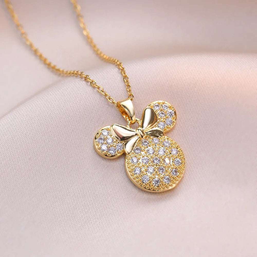 COLAR MICKEY CRAVEJADO BANHADO EM OURO 18K - GARG111