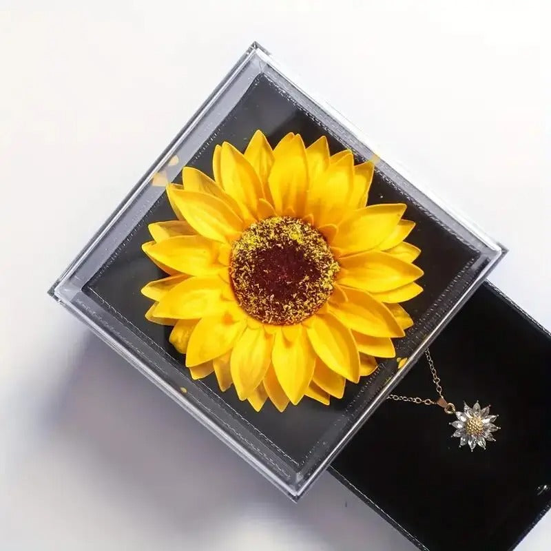 CAIXA E COLAR GIRASSOL BANHADO EM OURO 18K - GARGSI333