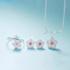 SUPER CONJUNTO FLORES DE CEREJEIRA  PRATA 925 - CONP803