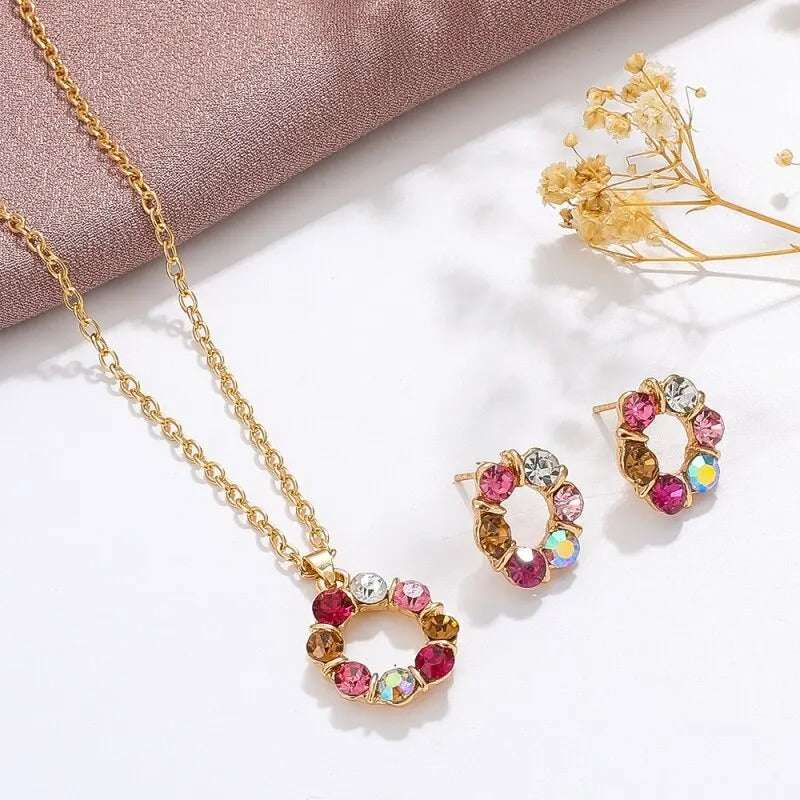 CONJUNTO CÍRCULO DE ZIRCÔNIAS BANHADO EM OURO 18K - CONJ878