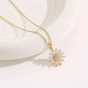 CAIXA E COLAR GIRASSOL BANHADO EM OURO 18K - GARGSI333