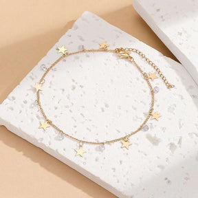 TORNOZELEIRA ESTRELAS BANHADA EM OURO 18K - TOR12