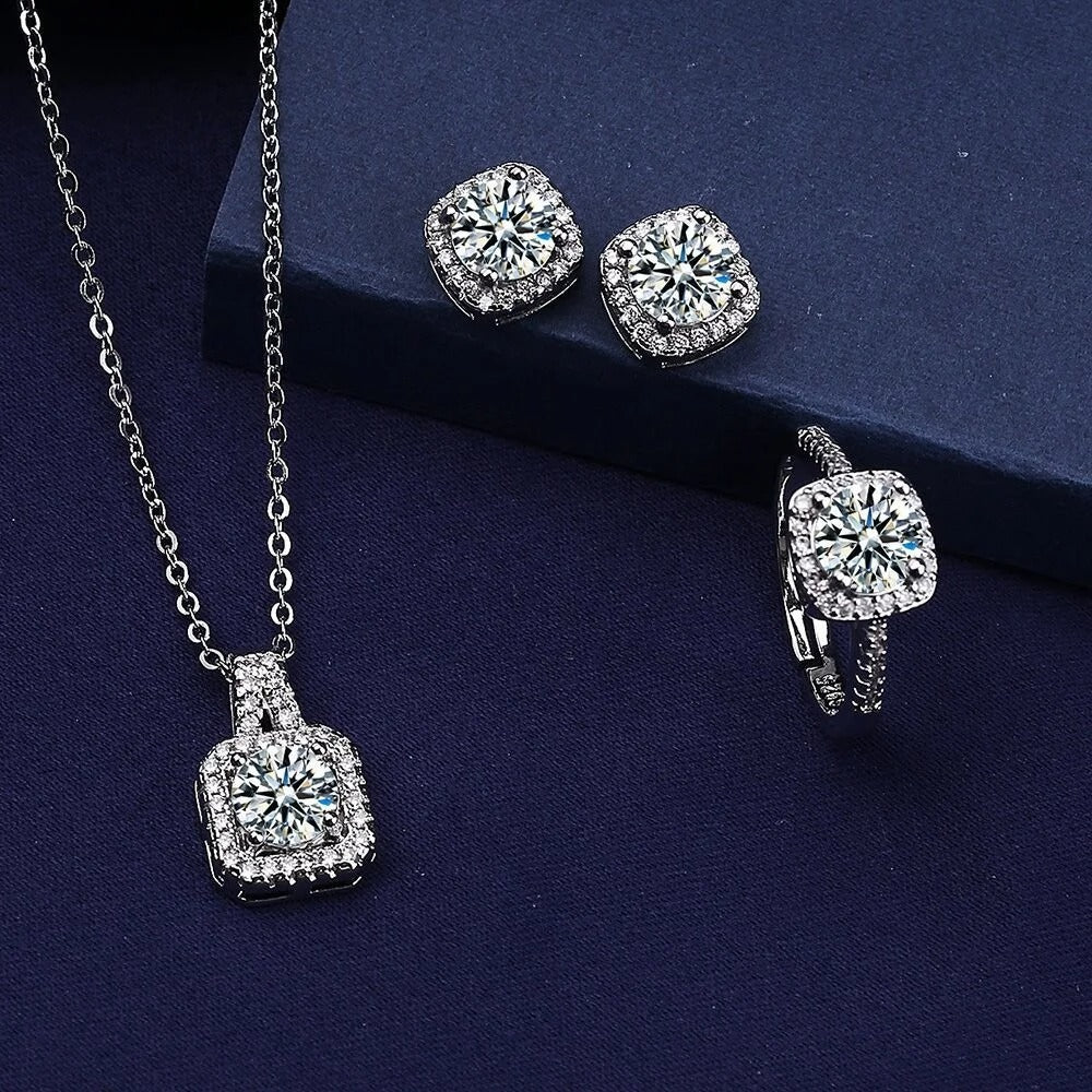 SUPER CONJUNTO CRISTAIS PRATA 925 - CONP465