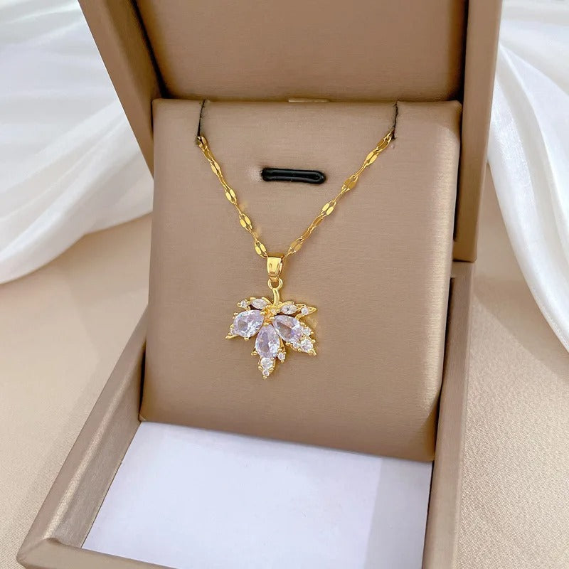 CONJUNTO FOLHA DE BORDO CANADÁ BANHADO EM OURO 18K - CONJ342