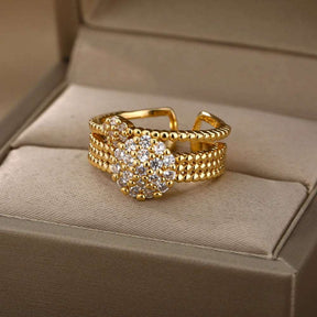 ANEL AJUSTÁVEL CRAVEJADO BANHADO EM OURO 18K - AN17