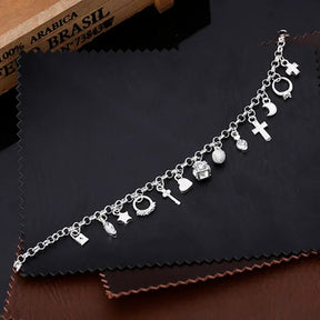 PULSEIRA PANDORA COMPLETA COM BERLOQUES PRATA 925 - PUL244