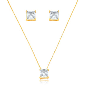 CONJUNTO CRISTAL  BANHADO EM OURO 18K - CONJ818