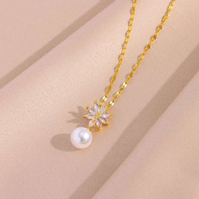 CONJUNTO FLORES DE PÉROLAS BANHADO EM OURO 18K - CONJ717