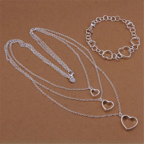 CONJUNTO CORAÇÕES PRATA 925 - CONP14