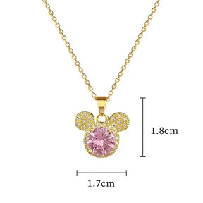 COLAR MICKEY CRAVEJADO ROSA BANHADO EM OURO 18K - GARG777
