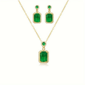 CONJUNTO ESMERALDAS CRAVEJADAS BANHADO EM OURO 18K - CONJ359