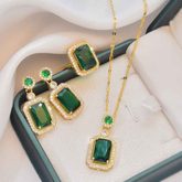 CONJUNTO ESMERALDA BANHADO EM OURO 18K - CONJ891