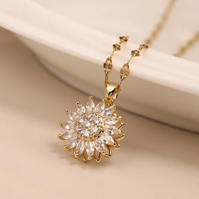 COLAR GIRASSOL GIRATÓRIO BANHADO EM OURO 18K - GARG336
