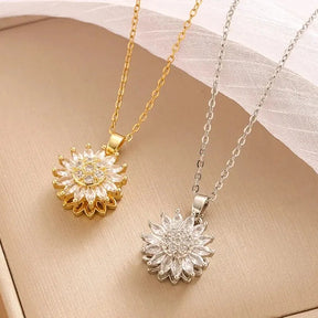 COLAR GIRASSOL GIRATÓRIO BANHADO EM OURO 18K - GARG336