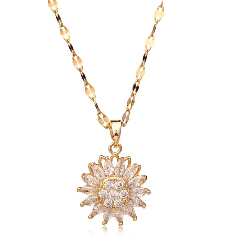 COLAR GIRASSOL GIRATÓRIO BANHADO EM OURO 18K - GARG336