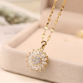 COLAR GIRASSOL GIRATÓRIO BANHADO EM OURO 18K - GARG336