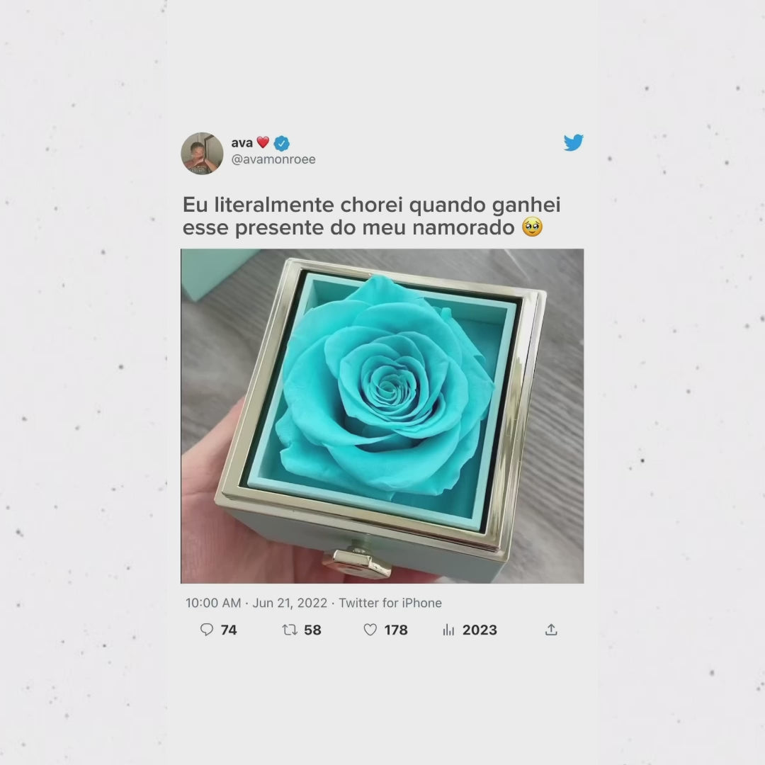 CAIXA DE JOIAS COM ROSA ETERNA PARA PRESENTE