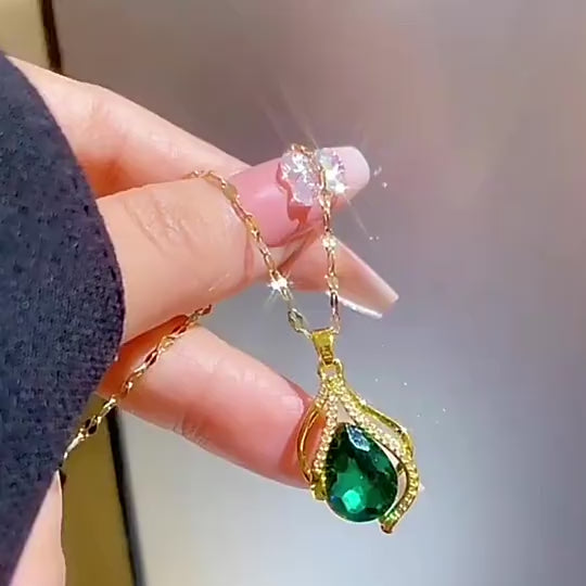 COLAR ESMERALDA BANHADO EM OURO 18K - GARG110