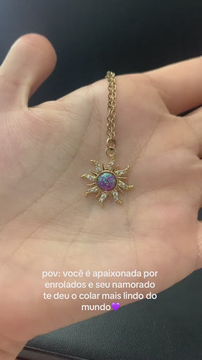 COLAR SOL RAPUNZEL CRAVEJADO BANHADO EM OURO 18K - GARG68