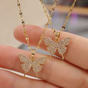 COLAR BORBOLETA BANHADO EM OURO 18K - GARGSI0564