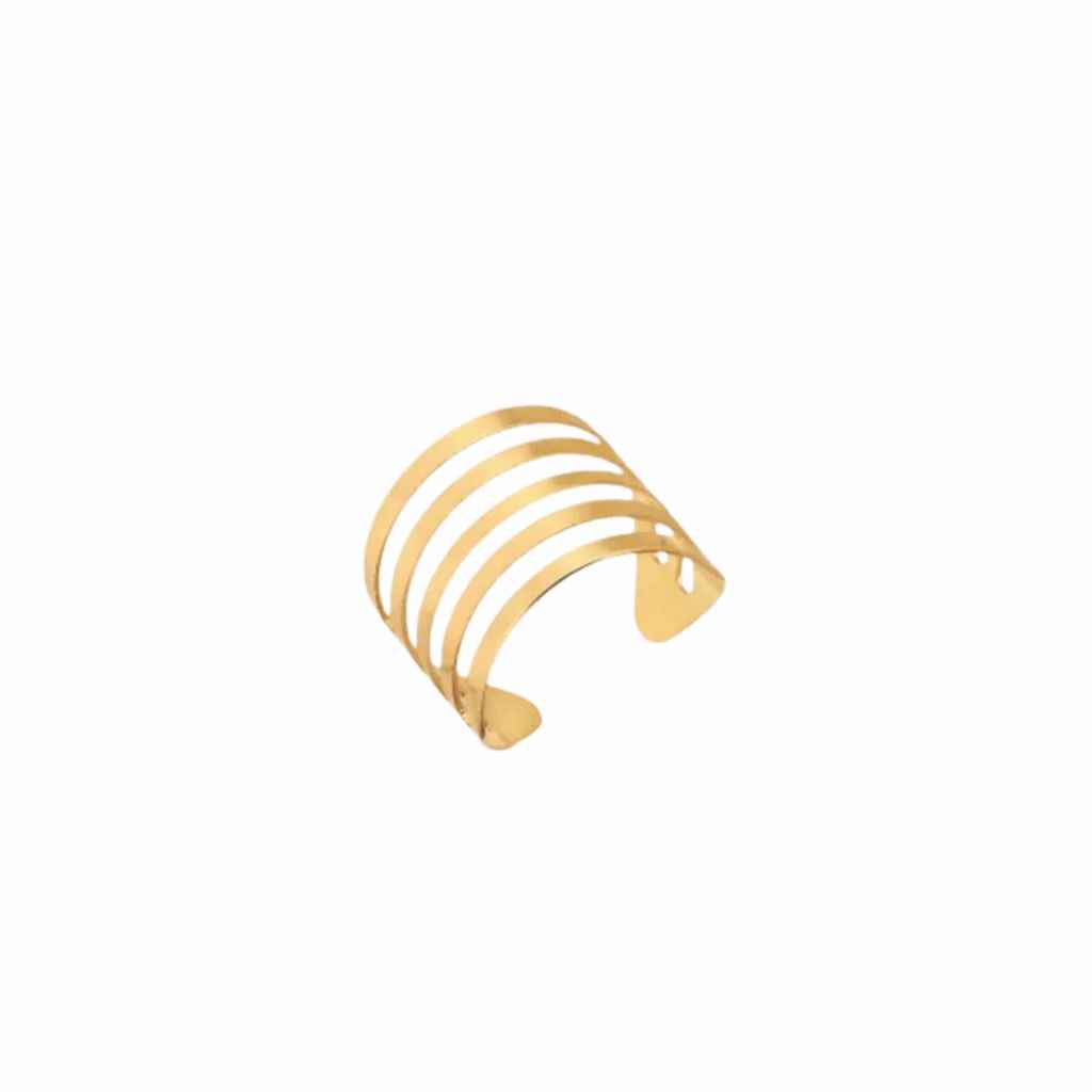 ANEL AJUSTÁVEL ELOS LISOS BANHADO EM OURO 18K - AN53
