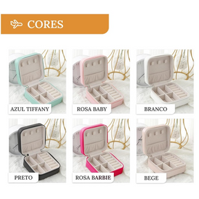 MINI PORTA JÓIAS PORTÁTIL ANÉIS | BRINCOS | COLARES | PULSEIRAS - PJ111