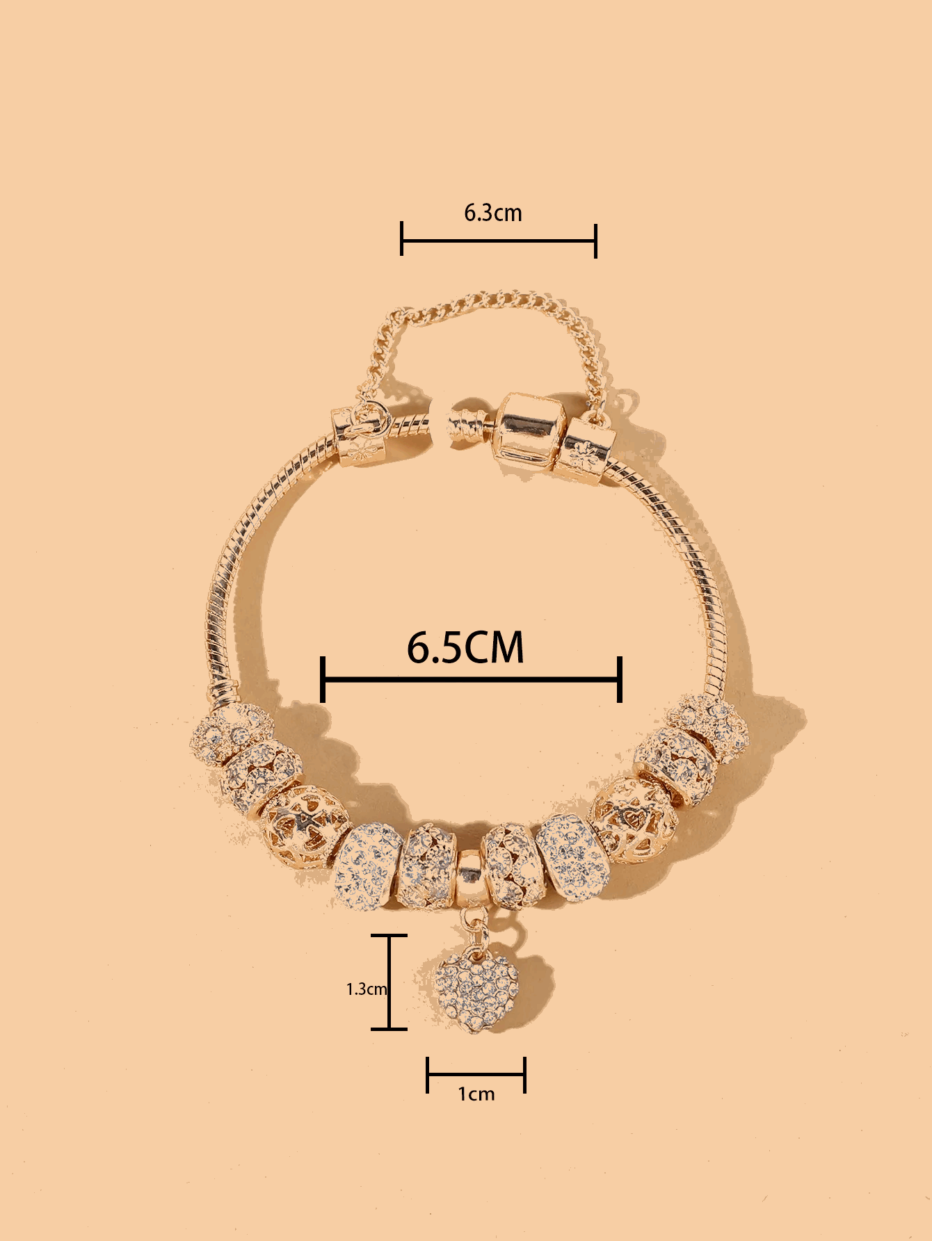 PULSEIRA PANDORA COM BERLOQUES CRAVEJADOS BANHADA EM OURO 18K - PL339
