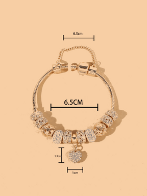 PULSEIRA PANDORA COM BERLOQUES CRAVEJADOS BANHADA EM OURO 18K - PL339