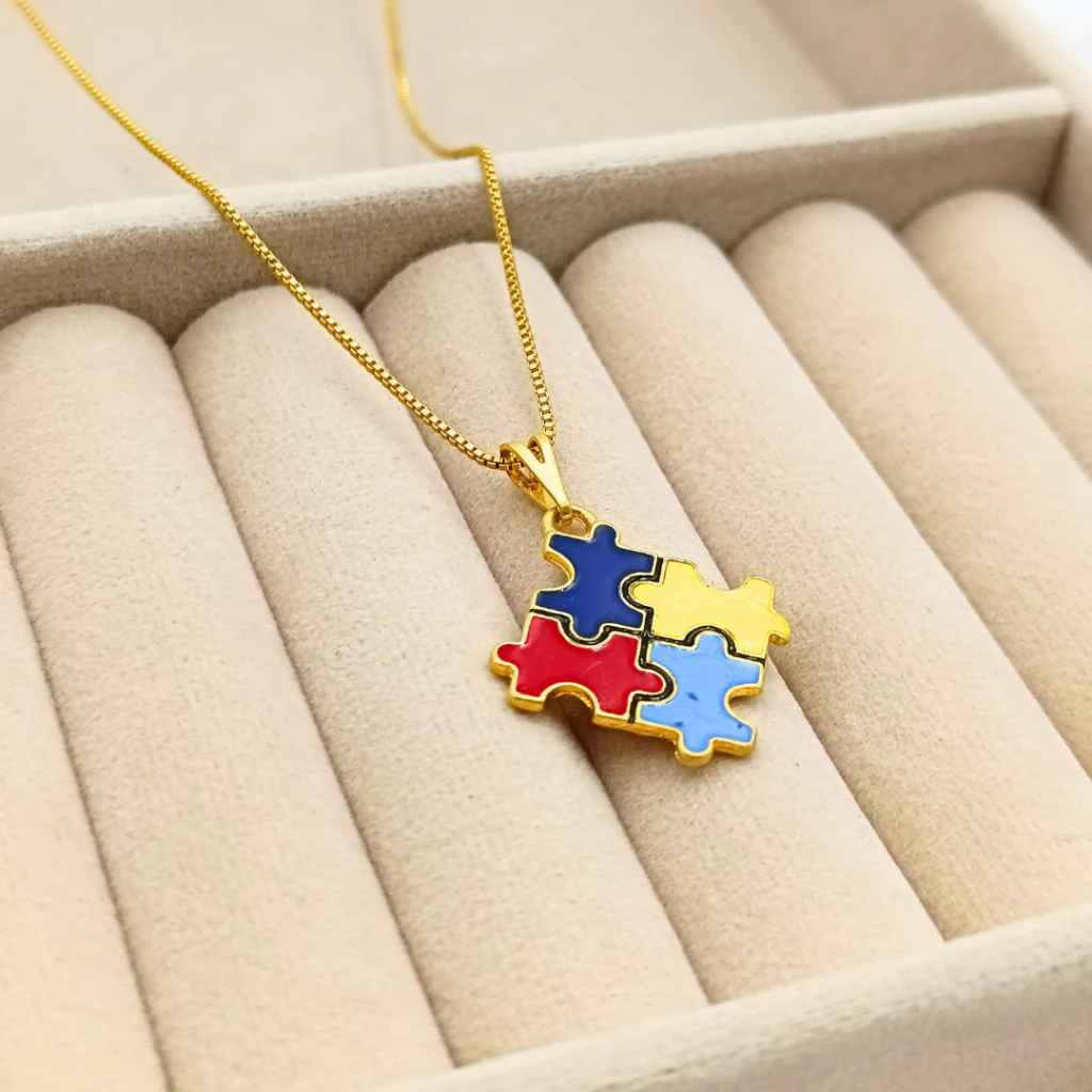 COLAR TEA ESPECTRO AUTISTA BANHADO EM OURO 18K - GARGSI019