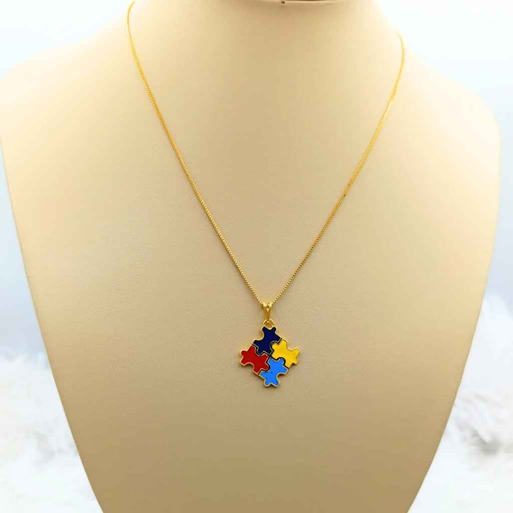 COLAR TEA ESPECTRO AUTISTA BANHADO EM OURO 18K - GARGSI019