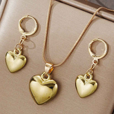 CONJUNTO CORAÇÕES BANHADO EM OURO 18K - CONJ256