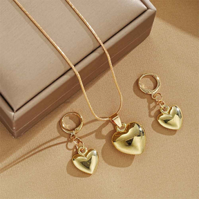 CONJUNTO CORAÇÕES BANHADO EM OURO 18K - CONJ256
