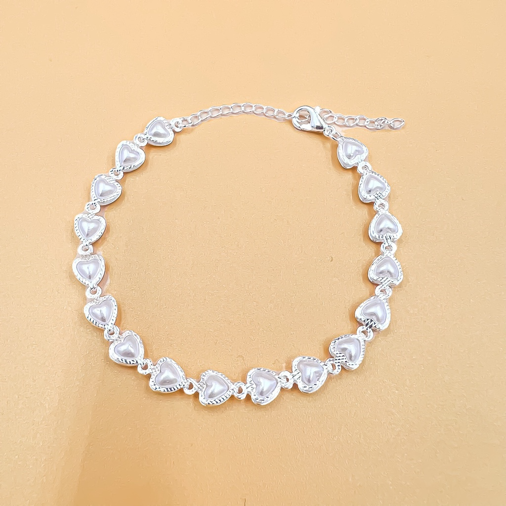 PULSEIRA CORAÇÕES PEROLADOS PRATA 925 - PUL1525
